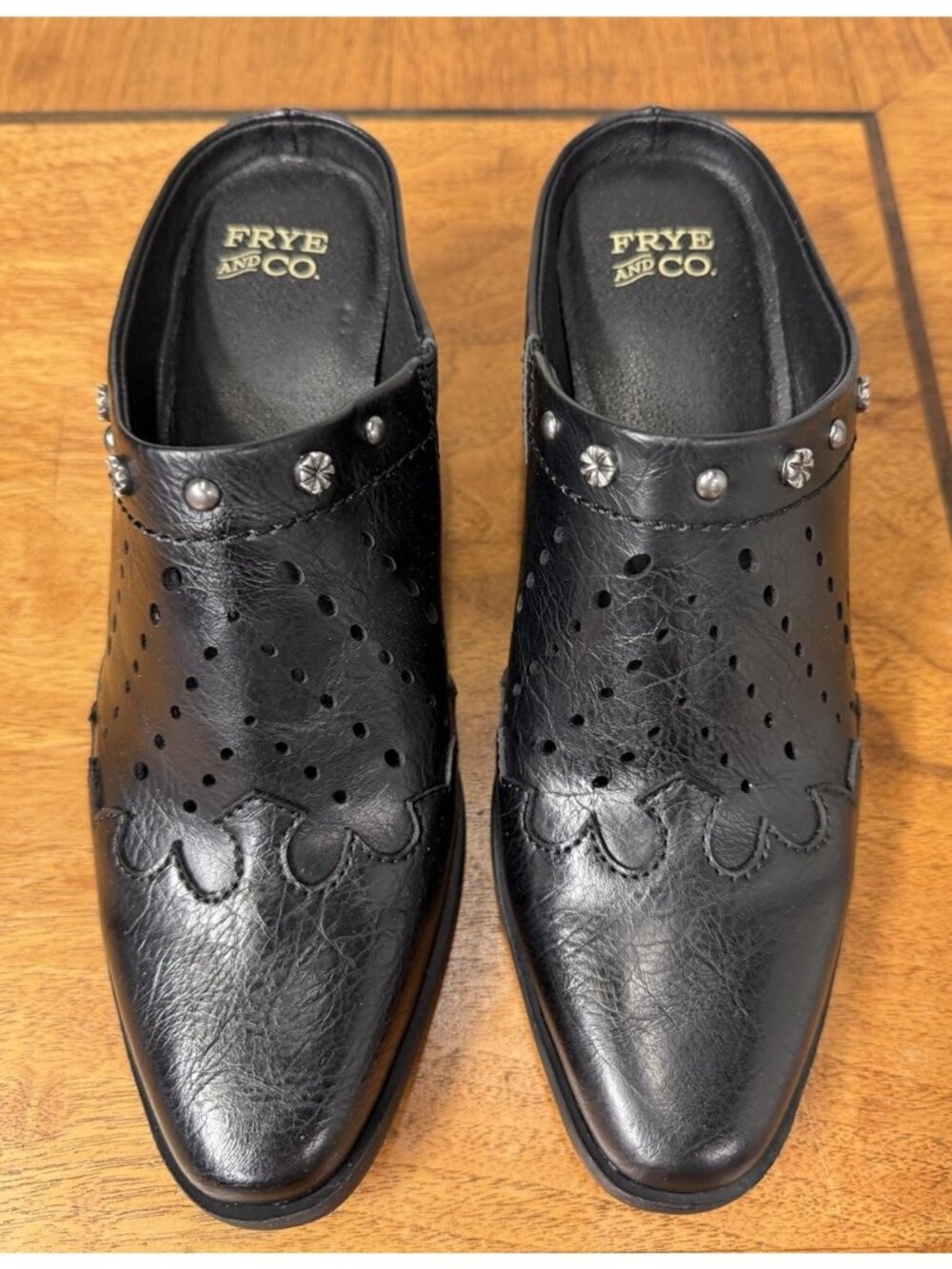 New Frye And Co. Women’s 6 M SHAILAH Black Faux Leather Cowboy Ankle Boots Slide
